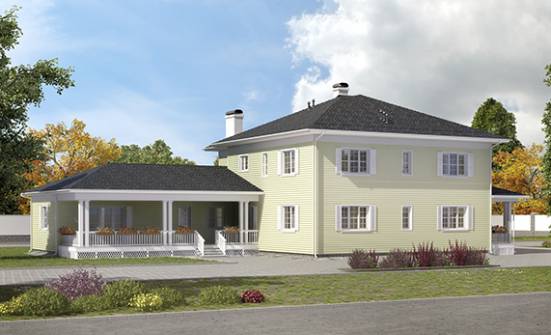 410-002-Л Проект двухэтажного дома, гараж, большой дом из арболита Касимов | Проекты домов от House Expert