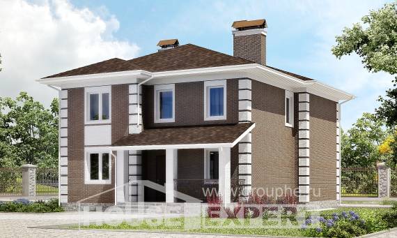 185-002-П Проект двухэтажного дома, современный загородный дом из блока Скопин, House Expert
