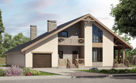 265-001-Л Проект двухэтажного дома с мансардой, гараж, уютный загородный дом из арболита Рязань | Проекты домов от House Expert