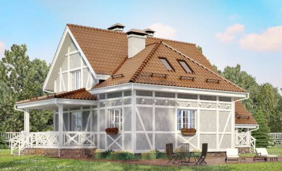 160-003-Л Проект двухэтажного дома с мансардой, бюджетный загородный дом из керамзитобетонных блоков, Касимов