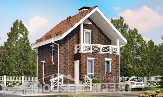 045-001-Л Проект двухэтажного дома с мансардным этажом, крохотный коттедж из теплоблока Рязань, House Expert