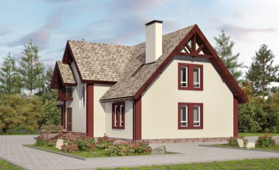 300-008-Л Проект двухэтажного дома мансардой и гаражом, классический загородный дом из газобетона Скопин | Проекты домов от House Expert