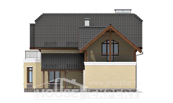 255-003-П Проект двухэтажного дома с мансардным этажом, гараж, большой дом из теплоблока, Сасово