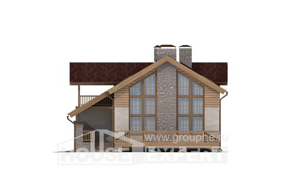 165-002-П Проект двухэтажного дома с мансардой, гараж, компактный коттедж из блока Сасово, House Expert