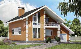 190-006-П Проект двухэтажного дома с мансардой, гараж, уютный дом из теплоблока, Касимов