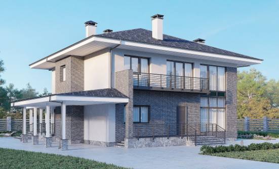 250-004-Л Проект двухэтажного дома, просторный загородный дом из твинблока Скопин | Проекты домов от House Expert