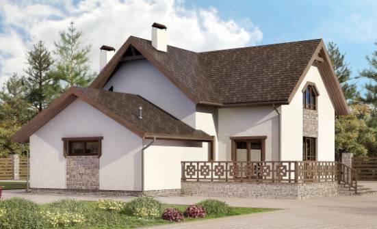 180-013-П Проект двухэтажного дома с мансардой и гаражом, классический домик из пеноблока, Сасово