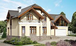 255-003-П Проект трехэтажного дома мансардный этаж и гаражом, красивый домик из арболита Касимов, House Expert