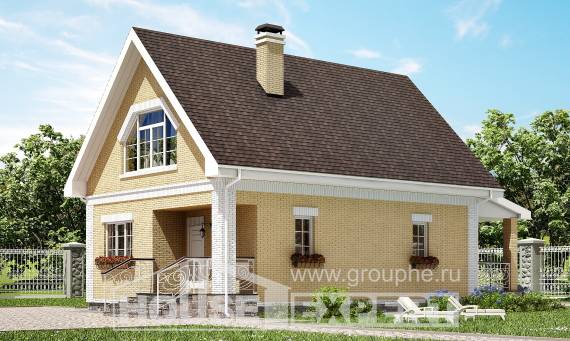 130-004-П Проект двухэтажного дома мансардный этаж, классический коттедж из теплоблока Скопин, House Expert