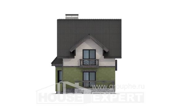 120-003-П Проект двухэтажного дома с мансардным этажом, экономичный коттедж из поризованных блоков Сасово, House Expert