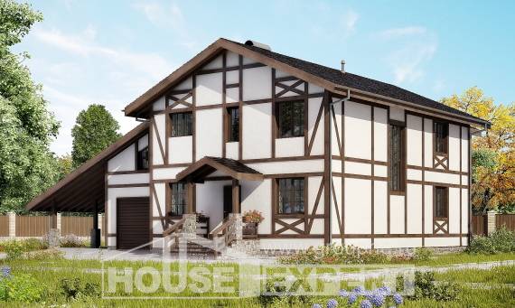 250-002-Л Проект двухэтажного дома мансардой, гараж, классический дом из кирпича Касимов, House Expert