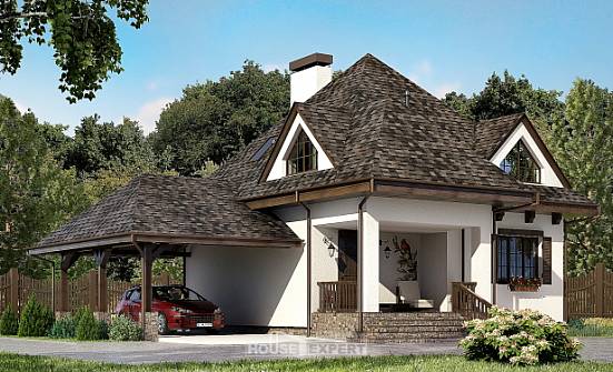 110-002-Л Проект двухэтажного дома с мансардным этажом, гараж, бюджетный домик из газобетона Рязань | Проекты домов от House Expert