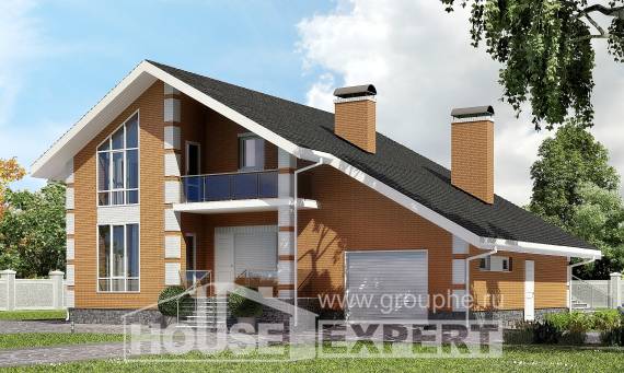 190-006-П Проект двухэтажного дома мансардный этаж, гараж, простой коттедж из теплоблока, Рязань