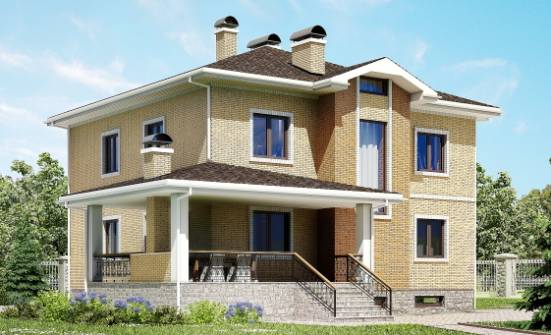 350-002-Л Проект трехэтажного дома и гаражом, просторный дом из кирпича, Рязань