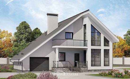200-007-Л Проект двухэтажного дома с мансардой и гаражом, уютный домик из керамзитобетонных блоков, Скопин