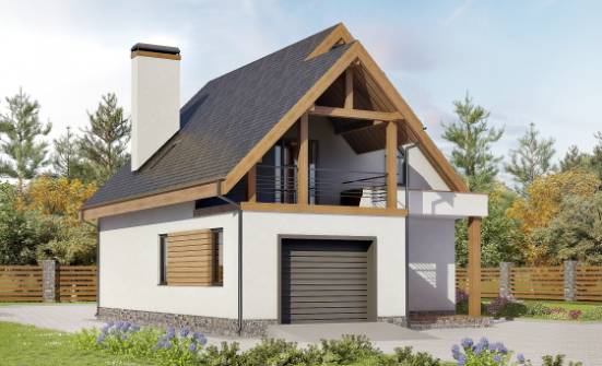 120-005-П Проект двухэтажного дома с мансардой, гараж, экономичный загородный дом из блока Сасово | Проекты домов от House Expert