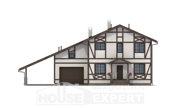 250-002-Л Проект двухэтажного дома с мансардным этажом, гараж, уютный домик из кирпича Рязань, House Expert