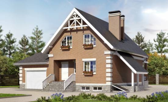 200-009-Л Проект трехэтажного дома с мансардой, гараж, классический дом из газобетона Скопин | Проекты домов от House Expert