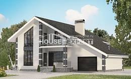180-001-П Проект двухэтажного дома с мансардным этажом и гаражом, бюджетный домик из газосиликатных блоков, Рязань