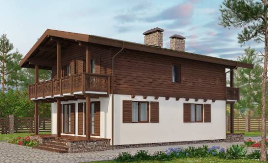 150-016-Л Проект двухэтажного дома с мансардой, скромный коттедж из бризолита, Касимов