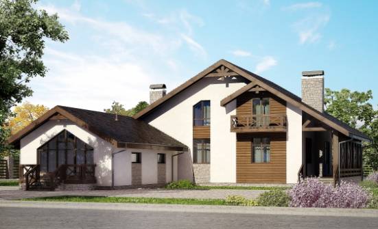 265-001-П Проект двухэтажного дома с мансардой, гараж, красивый коттедж из газобетона, Касимов