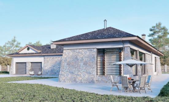 280-004-Л Проект одноэтажного дома и гаражом, современный домик из бризолита Касимов | Проекты домов от House Expert