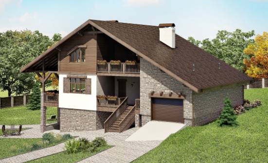 300-003-П Проект трехэтажного дома с мансардным этажом и гаражом, огромный домик из кирпича, Скопин