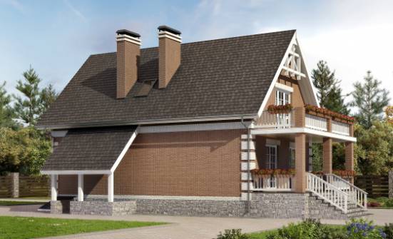 200-009-Л Проект трехэтажного дома с мансардой и гаражом, красивый дом из газобетона, Рязань