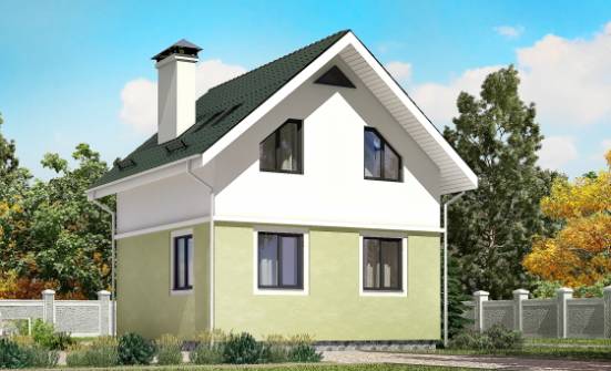 070-001-П Проект двухэтажного дома мансардой, эконом загородный дом из газосиликатных блоков Скопин | Проекты домов от House Expert