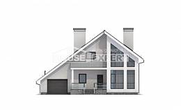 200-007-Л Проект двухэтажного дома с мансардой и гаражом, классический коттедж из пеноблока, Скопин
